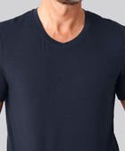 Bambus t-shirt v-hals navy mand