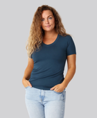 Bambus t-shirt v-hals petroleumsblå damer