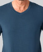 Bambus t-shirt v-hals petroleumsblå mand