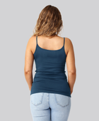 Bambus top m. smal strop i petroleumsblå til damer