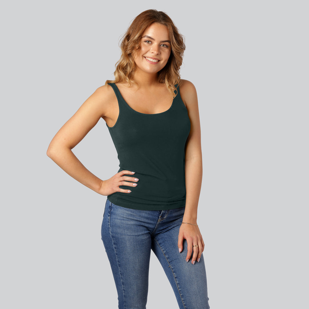 Bambuni top met brede bandjes in groen