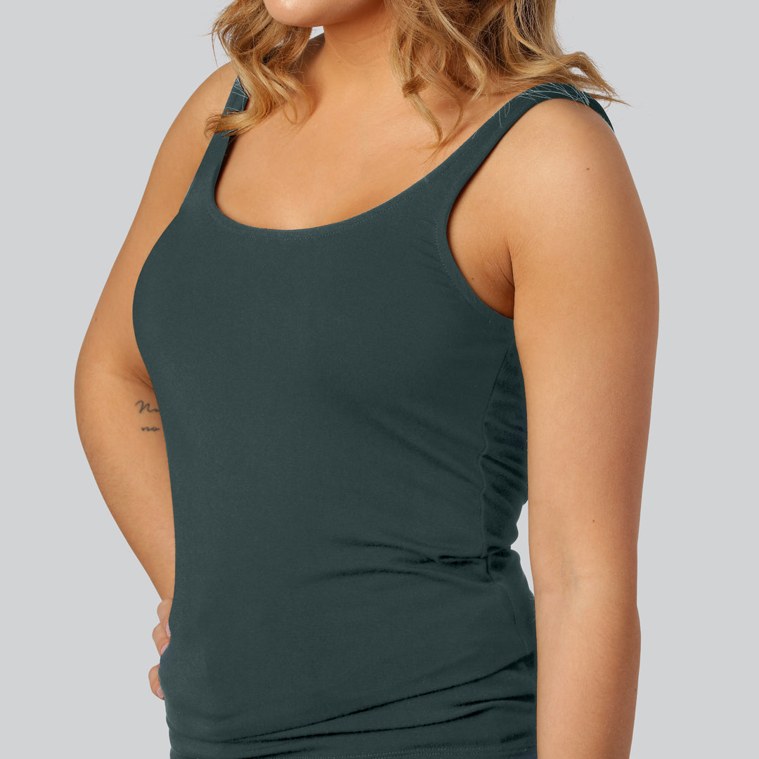 Bambuni top met brede bandjes in groen