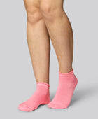 Roze bamboe enkelsokken met golvende ribbels voor dames
