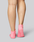 Roze bamboe enkelsokken met golvende ribbels voor dames