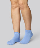 Enkelsokken van bamboe in lichtblauw met golvende ribbels voor dames