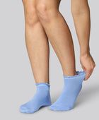 Enkelsokken van bamboe in lichtblauw met golvende ribbels voor dames