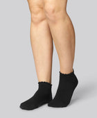 Zwarte bamboe enkelsokken met golvende ribbels voor dames