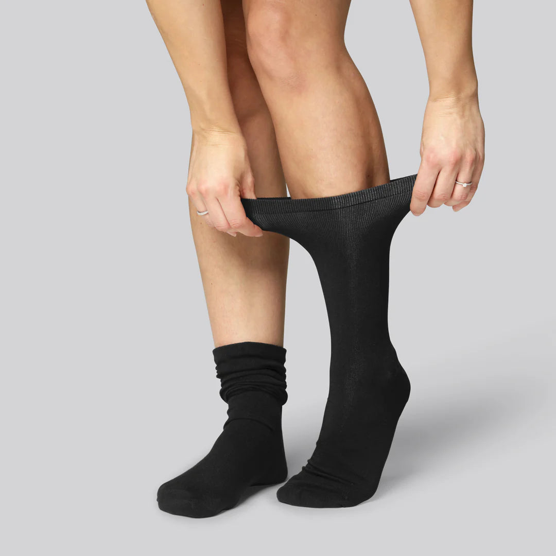 Bamboe sokken zonder elastiek in zwart voor dames, 5 stuks.