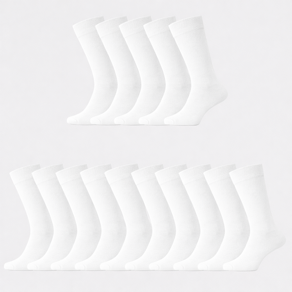 Bambus strømper i hvid til mænd 15-pak