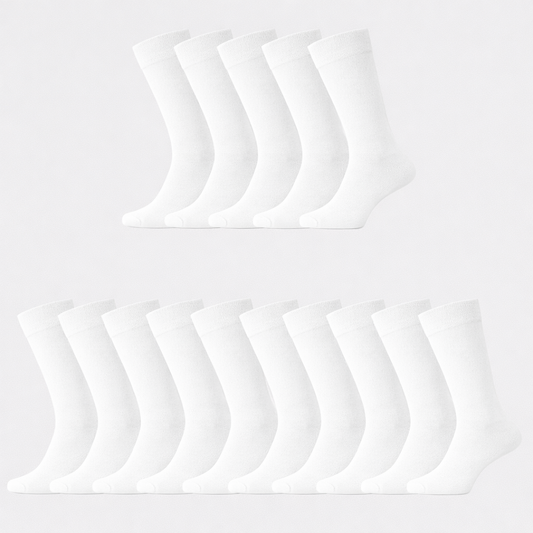 Witte bamboesokken voor dames, verpakking van 15 stuks.