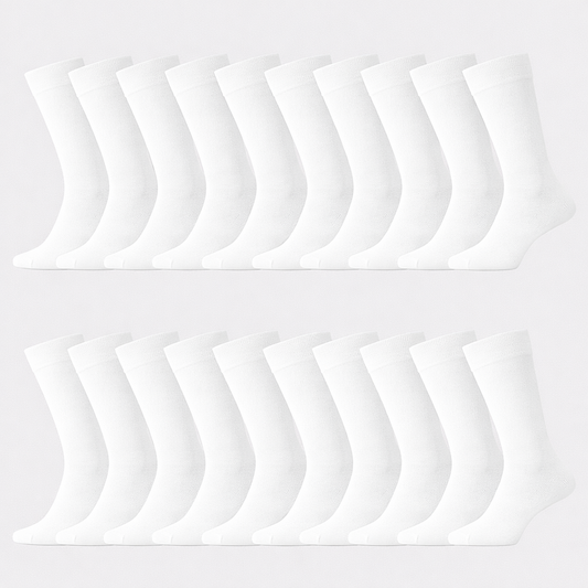 Witte bamboesokken voor heren, verpakking van 20 stuks.