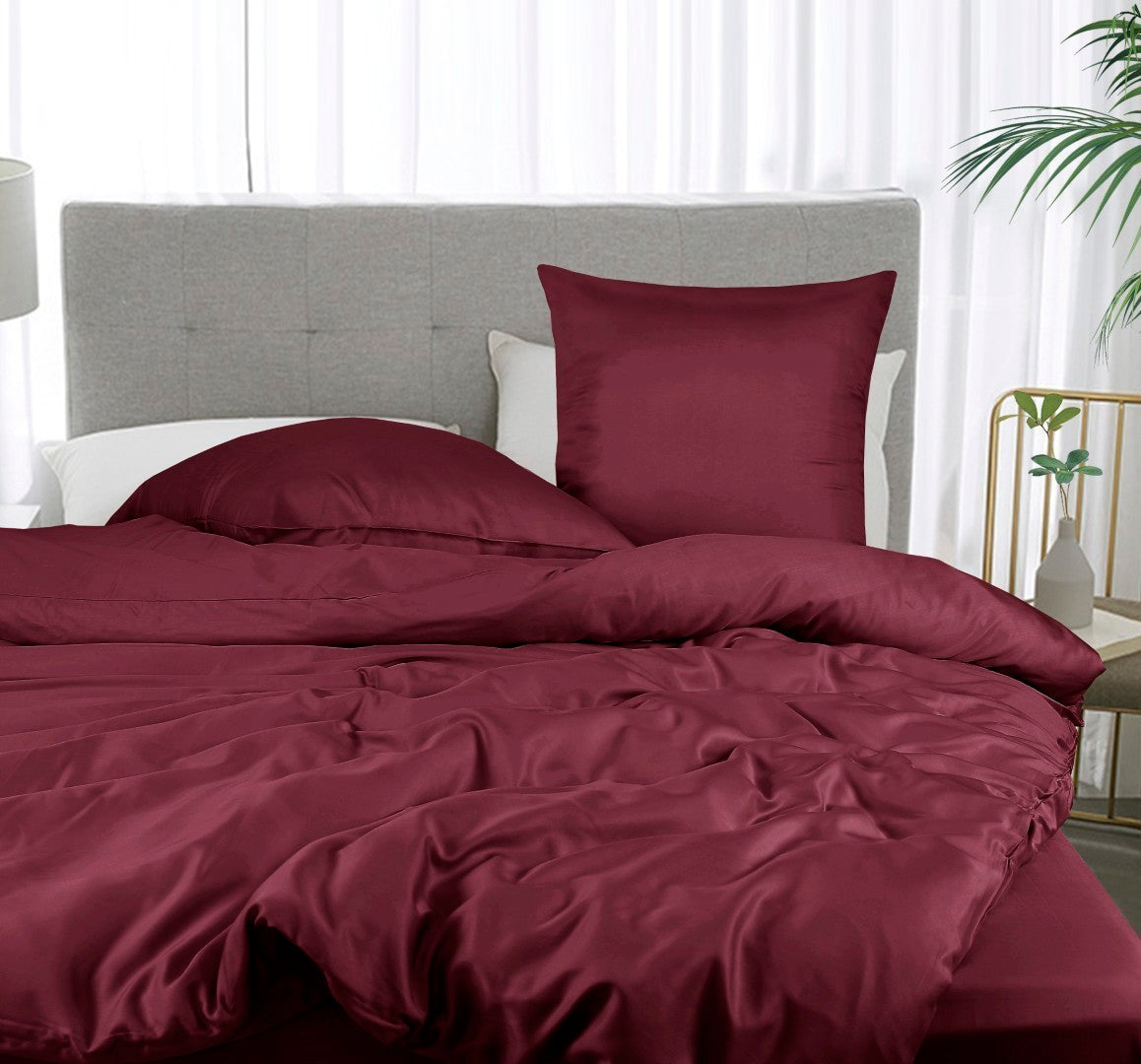 Bamboe beddengoed in bordeauxrood