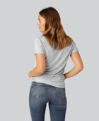 Bamboe T-shirt met V-hals en ribboord in lichtgrijs voor dames