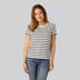 Bambus t-shirt o-hals stribet i navy/beige til damer
