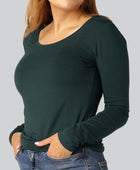 Bamboe T-shirt met lange mouwen in groen voor dames