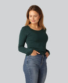 Bamboe T-shirt met lange mouwen in groen voor dames