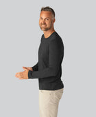 Bamboe T-shirt met lange mouwen in antracietgrijs voor heren