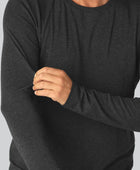 Bamboe T-shirt met lange mouwen in antracietgrijs voor heren