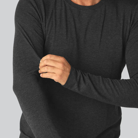 Bamboe T-shirt met lange mouwen in antracietgrijs voor heren