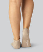Bamboe enkelsokken in beige met golvende ribbels voor dames