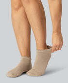 Bamboe enkelsokken in beige met golvende ribbels voor dames