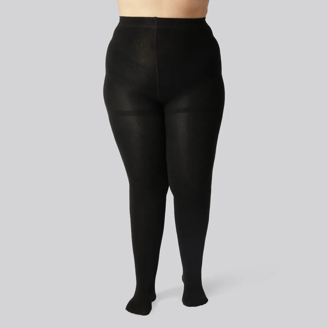 Zwarte bamboe panty met binnenvoering voor dames