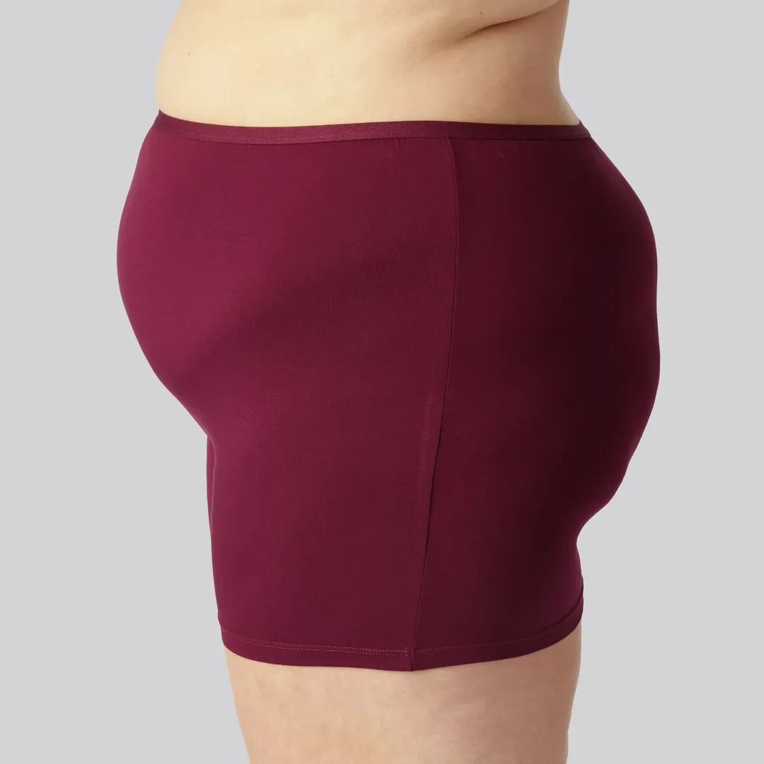 Bamboe hotpants in bordeauxrood