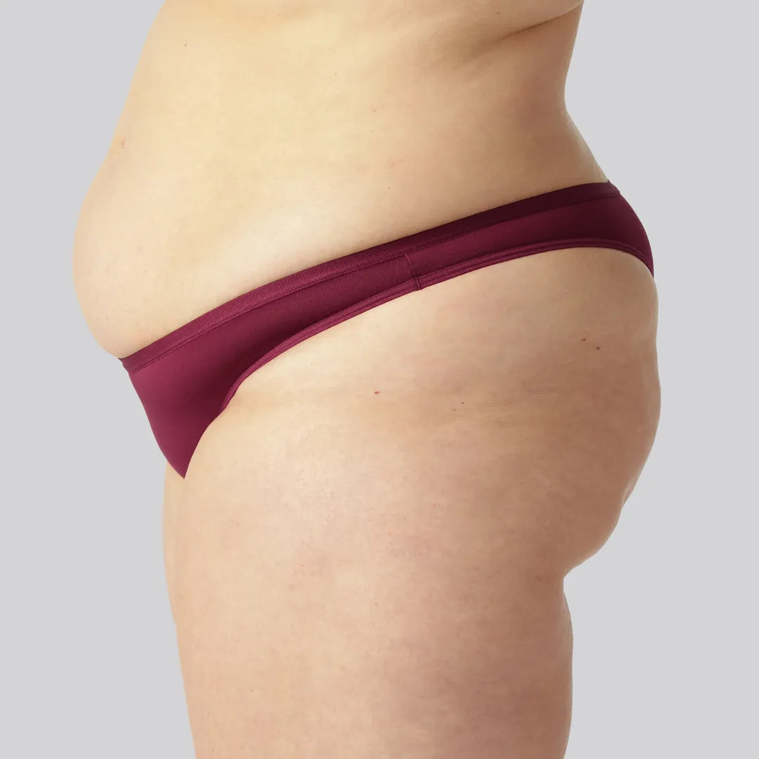 Bamboe string in bordeauxrood