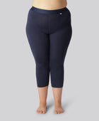 Bamboe 3/4 legging in marineblauw met marineblauwe elastische band voor dames