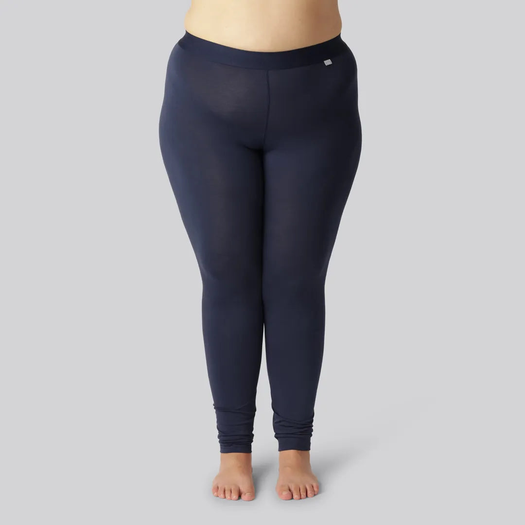 Bamboe legging in marineblauw met marineblauwe elastische band voor dames