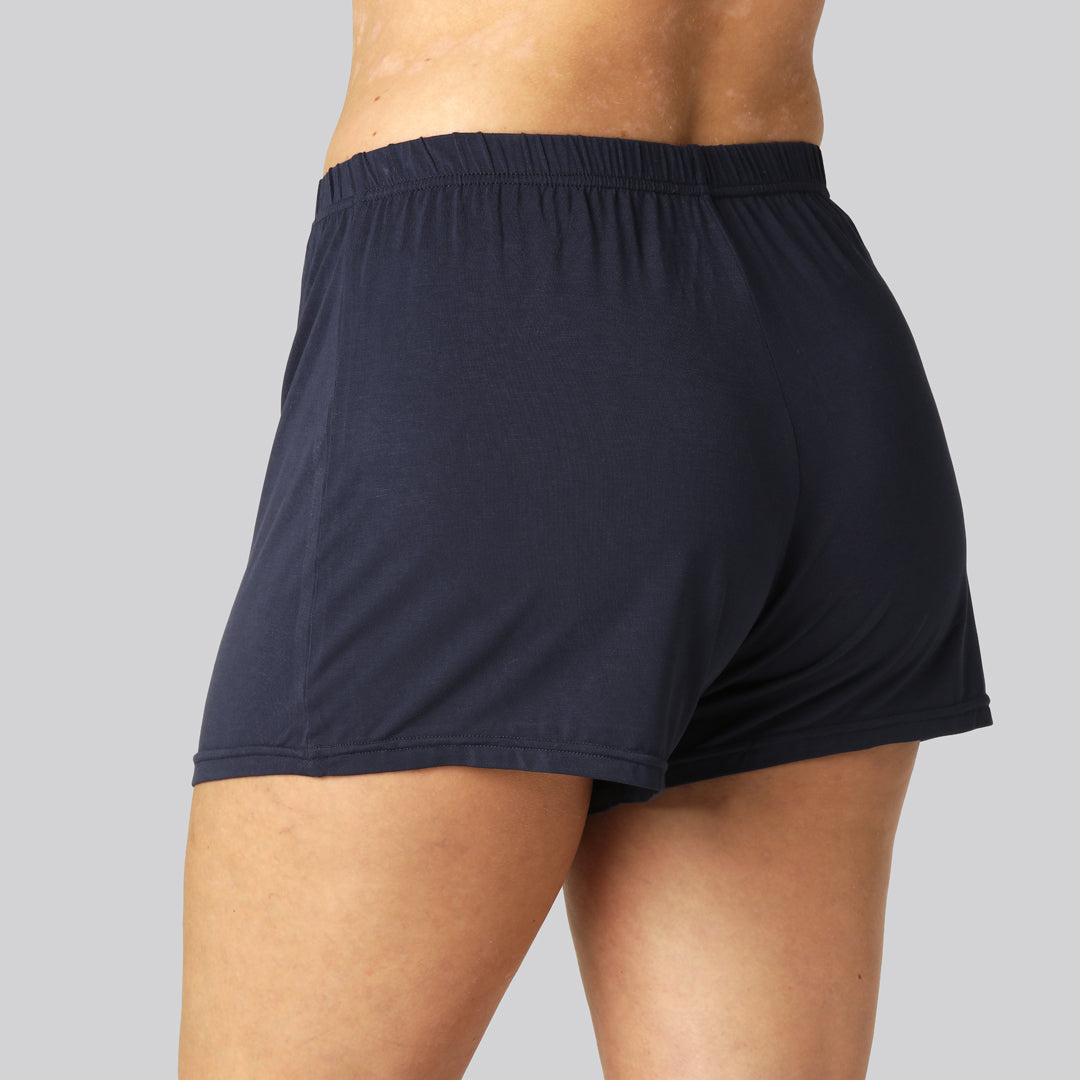 Bamboe nachtshorts in marineblauw voor dames