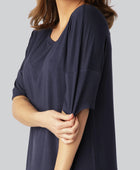 Bamboe nachthemd in marineblauw voor dames