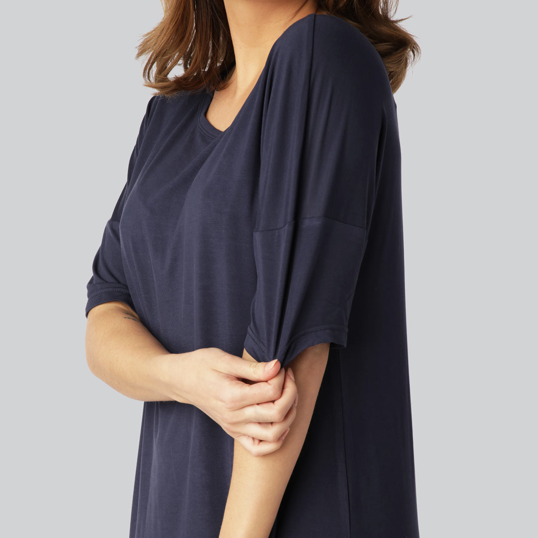 Bamboe nachthemd in marineblauw voor dames