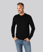 Bamboe gebreide trui met ronde hals in zwart voor heren
