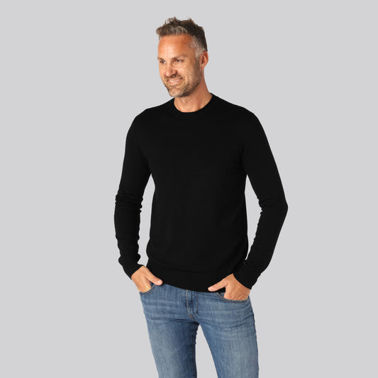 Bamboe gebreide trui met ronde hals in zwart voor heren
