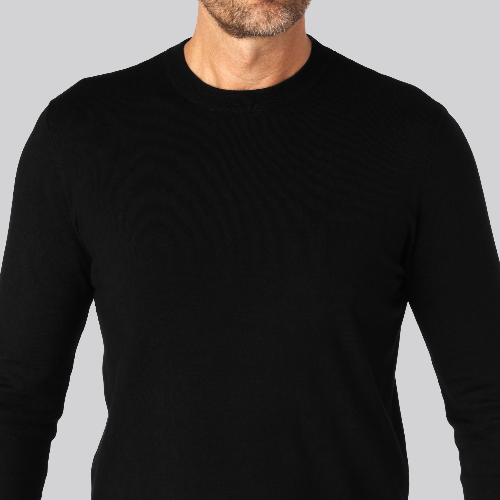 Bamboe gebreide trui met ronde hals in zwart voor heren