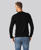 Bamboe gebreide trui met ronde hals in zwart voor heren