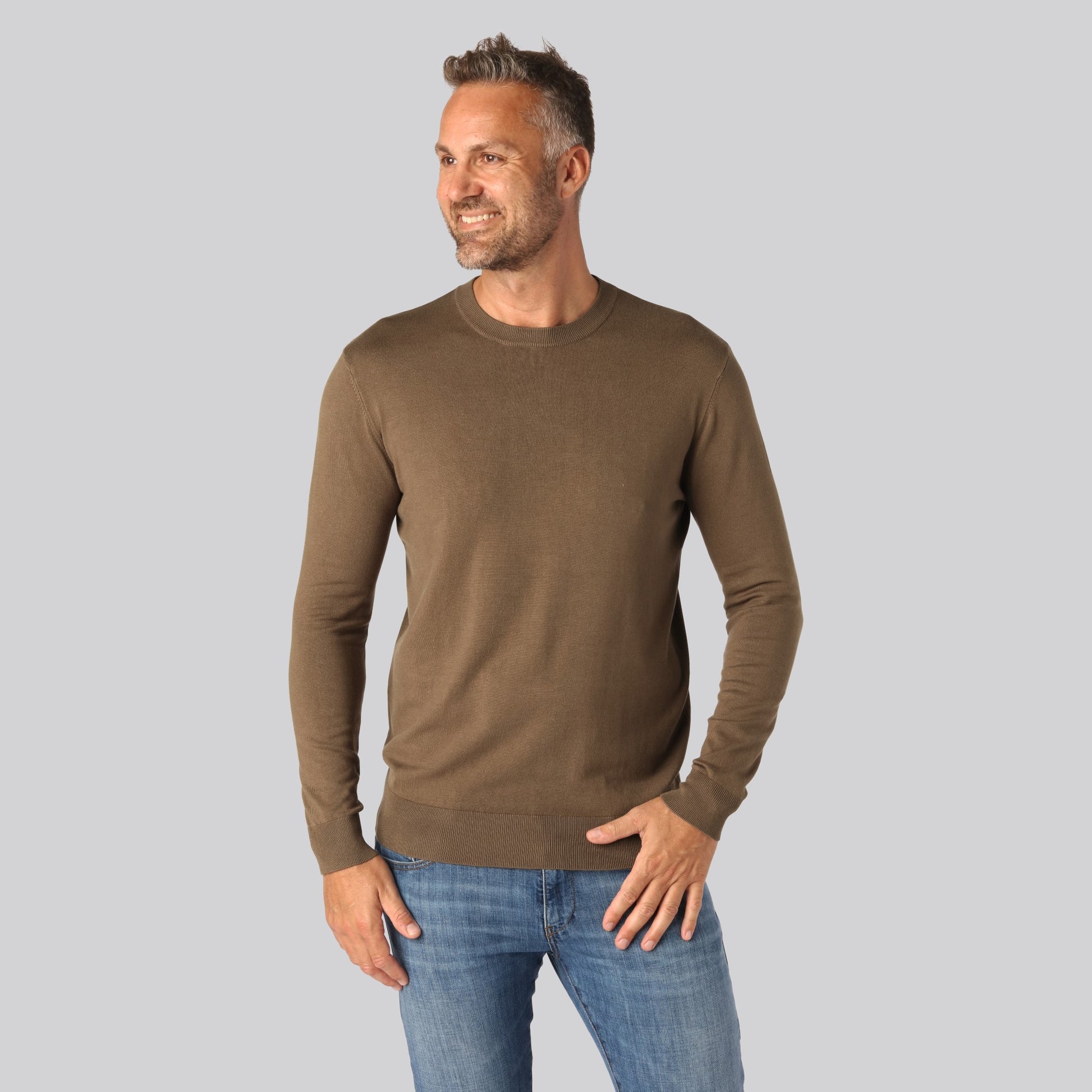 Bamboe gebreide trui in zandkleur voor heren