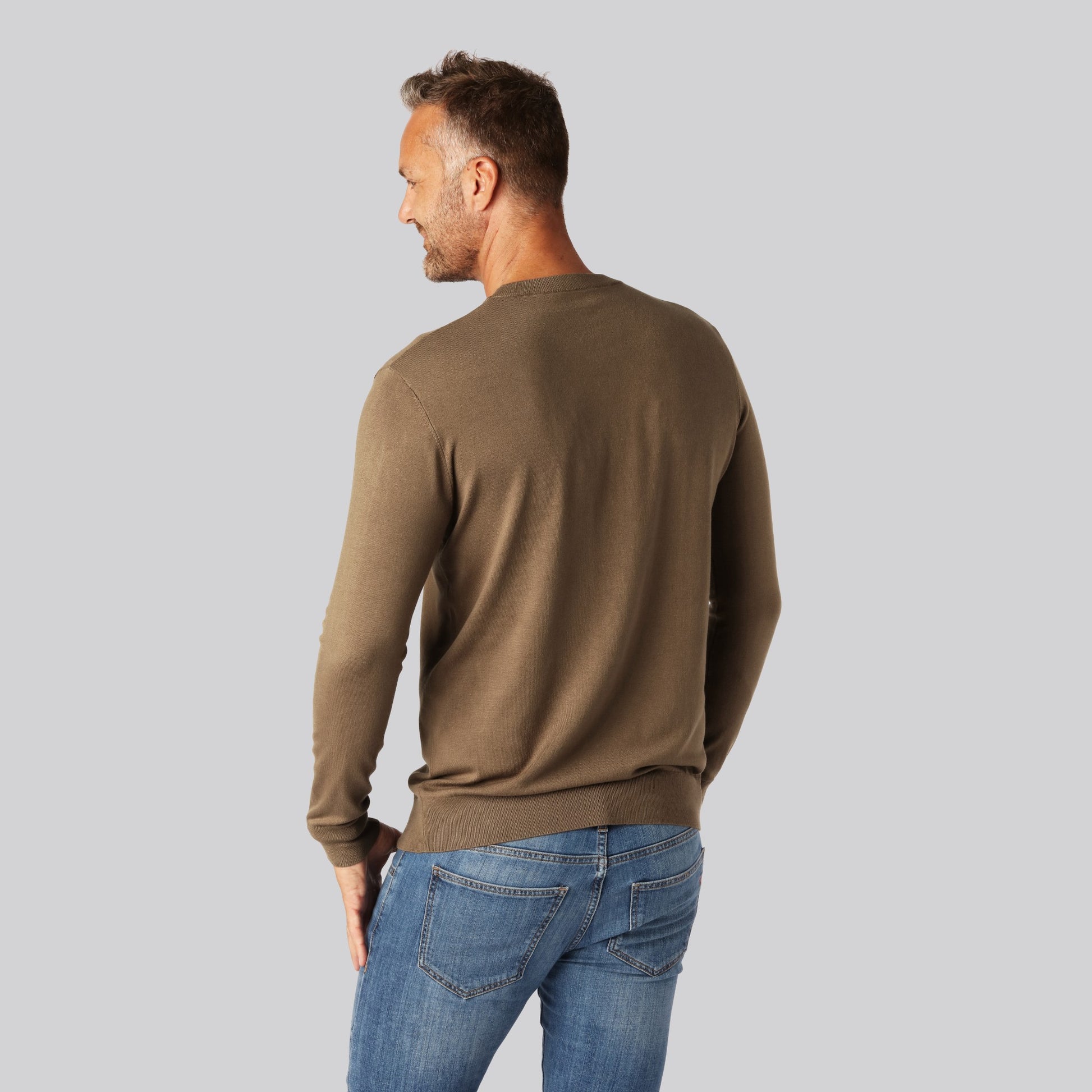 Bamboe gebreide trui in zandkleur voor heren