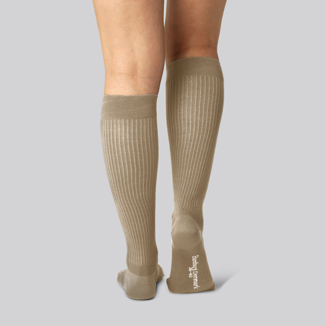 Bamboe steunkousen in beige voor dames