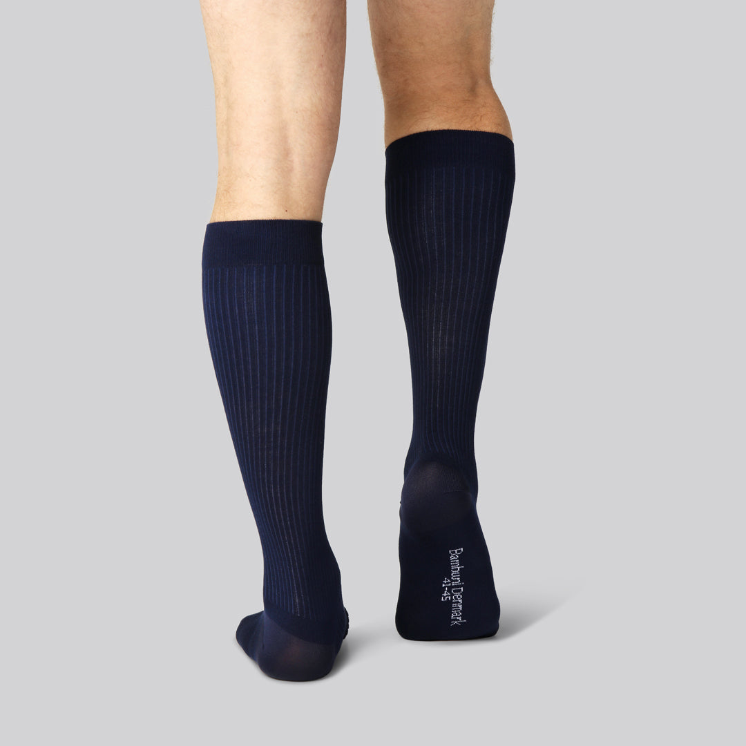 Compressiekousen van bamboe in marineblauw voor heren