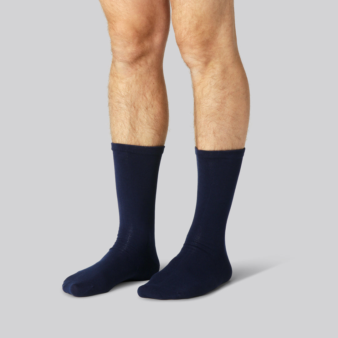 Bamboe sokken zonder elastiek in marineblauw voor heren