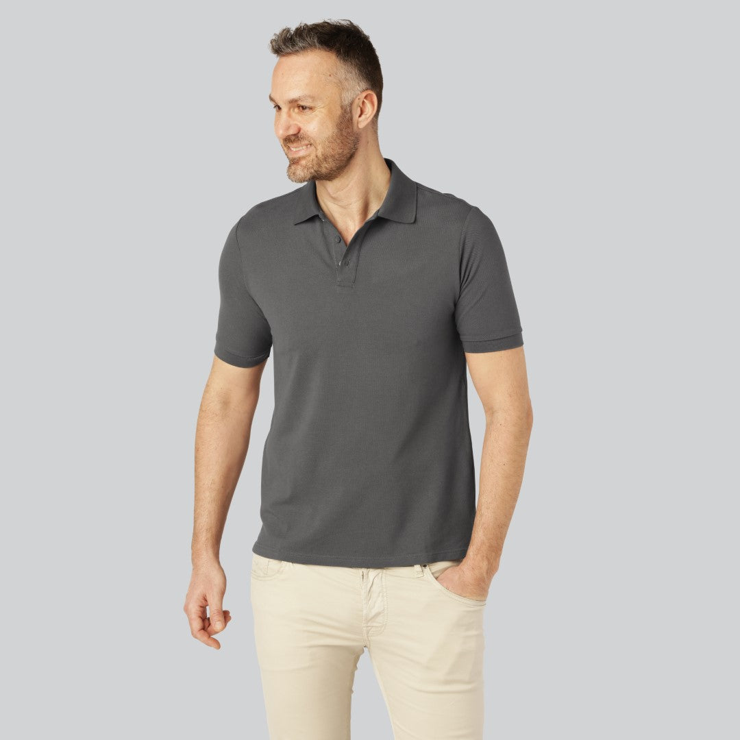 Bamboe polo in donkergrijs voor heren