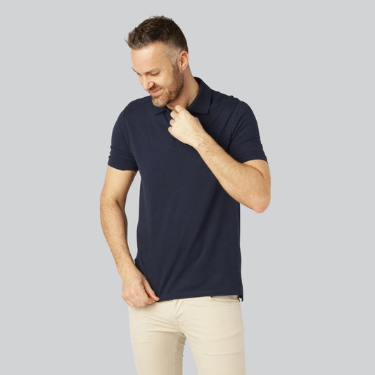 Bamboe polo in marineblauw voor heren