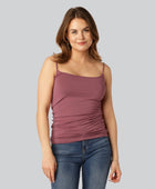 Damestop van bamboe in oudroze met smalle bandjes