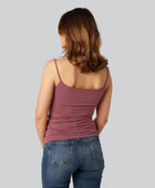 Damestop van bamboe in oudroze met smalle bandjes