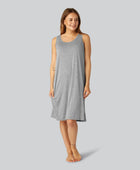 Bamboe nachtjapon met brede bandjes in lichtgrijs