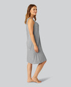 Bamboe nachtjapon met brede bandjes in lichtgrijs