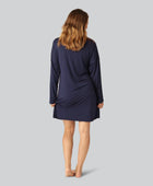 Nachtjapon met lange mouwen van bamboe in marineblauw voor dames