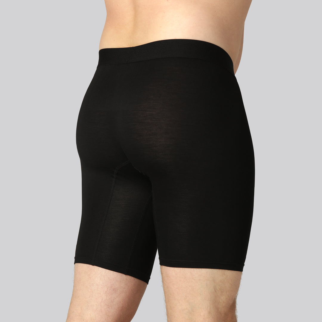 Bamboe onderbroek in zwart met extra lange pijpen voor mannen